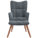 Relaxing Chair with a Stool Dark Grey Velvet