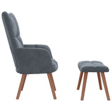 Relaxing Chair with a Stool Dark Grey Velvet