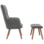 Relaxing Chair with a Stool Dark Grey Velvet