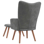 Relaxing Chair with a Stool Dark Grey Velvet