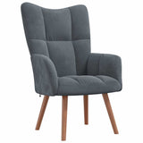 Relaxing Chair with a Stool Dark Grey Velvet - Rear View