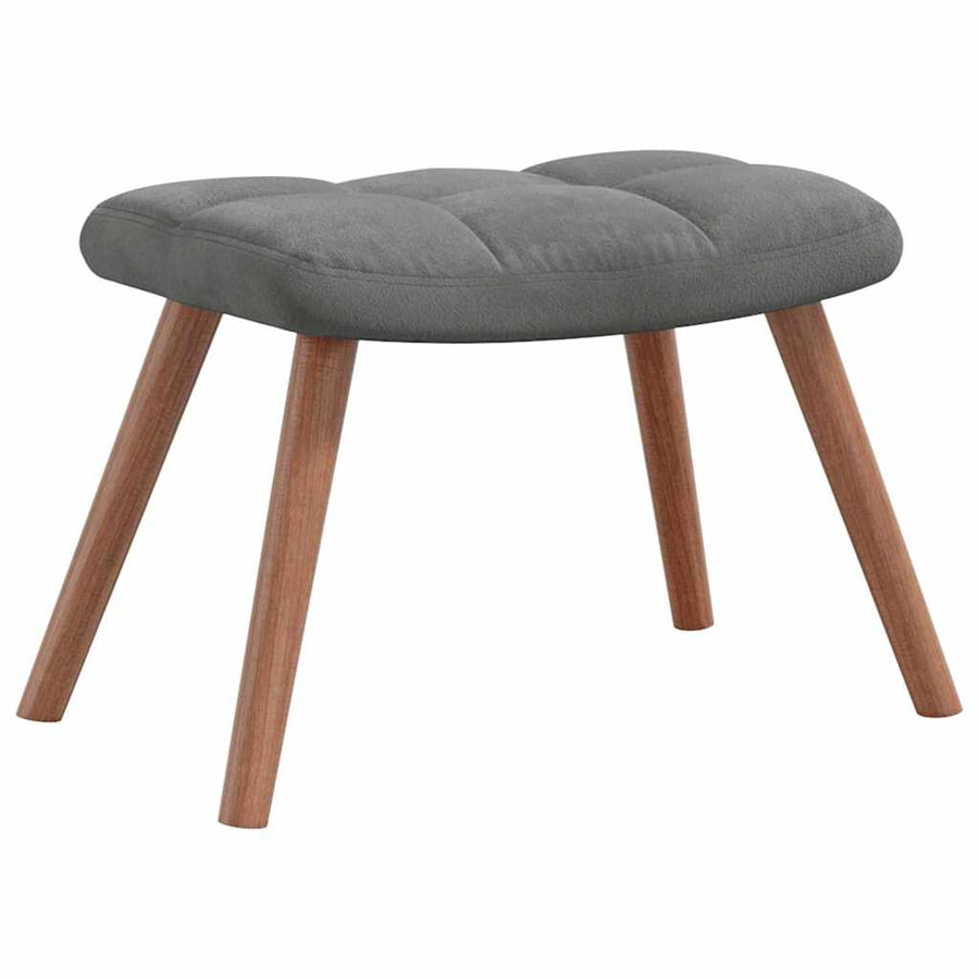 Relaxing Chair with a Stool Dark Grey Velvet