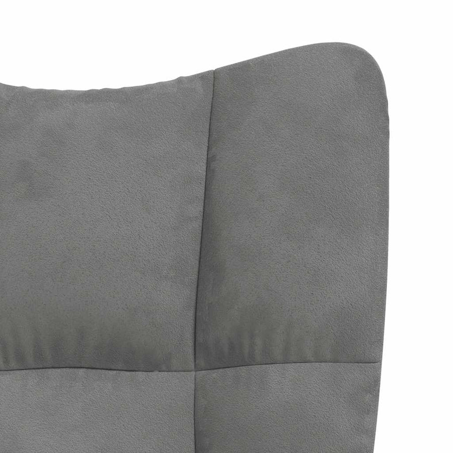 Relaxing Chair with a Stool Dark Grey Velvet