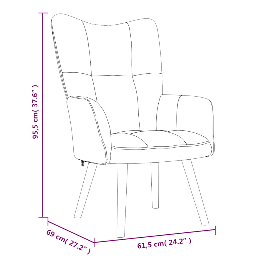 Relaxing Chair with a Stool Dark Grey Velvet