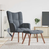 Relaxing Chair with a Stool Dark Grey Velvet