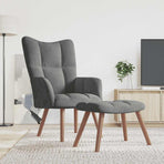 Relaxing Chair with a Stool Dark Grey Velvet