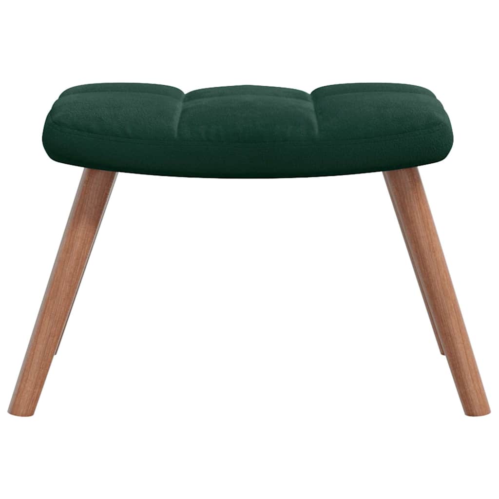 Relaxing Chair with a Stool Dark Green Velvet
