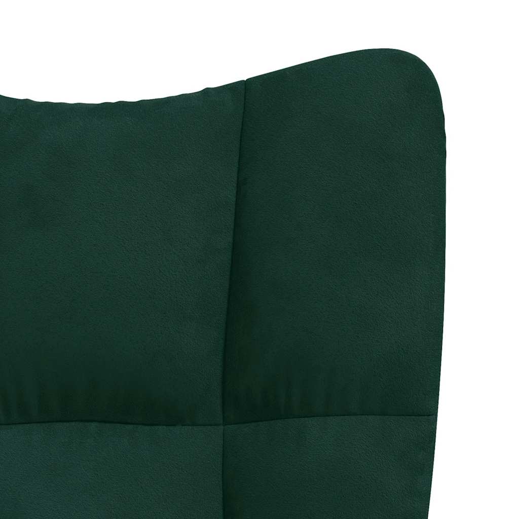 Relaxing Chair with a Stool Dark Green Velvet