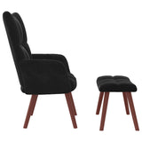 Relaxing Chair with a Stool Black Velvet - Top-Down View