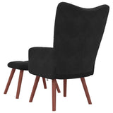Relaxing Chair with a Stool Black Velvet - 45-Degree Angle