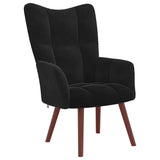Relaxing Chair with a Stool Black Velvet