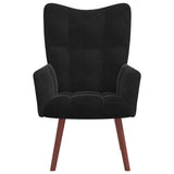 Relaxing Chair with a Stool Black Velvet