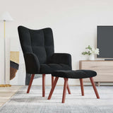 Relaxing Chair with a Stool Black Velvet