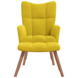 Relaxing Chair with a Stool Mustard Yellow Velvet - Side View