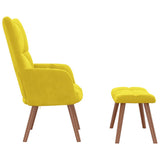 Relaxing Chair with a Stool Mustard Yellow Velvet - Top-Down View