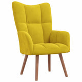 Relaxing Chair with a Stool Mustard Yellow Velvet - Rear View