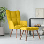 Relaxing Chair with a Stool Mustard Yellow Velvet
