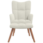 Relaxing Chair with a Stool Cream White Velvet