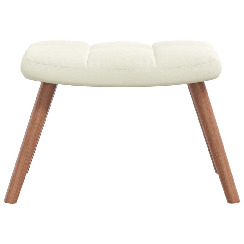 Relaxing Chair with a Stool Cream White Velvet
