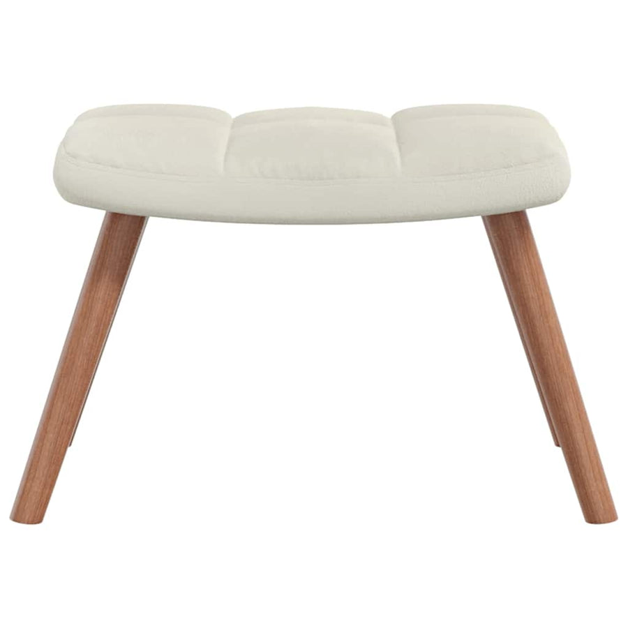 Relaxing Chair with a Stool Cream White Velvet