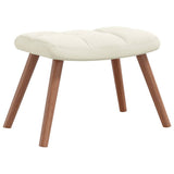 Relaxing Chair with a Stool Cream White Velvet