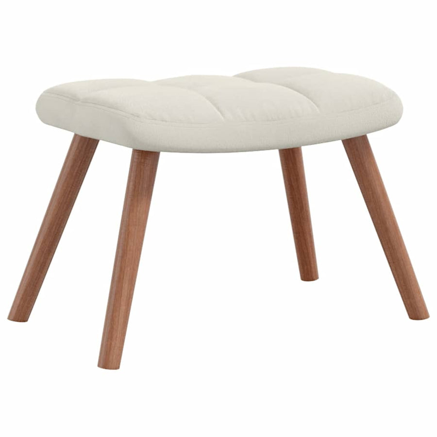 Relaxing Chair with a Stool Cream White Velvet