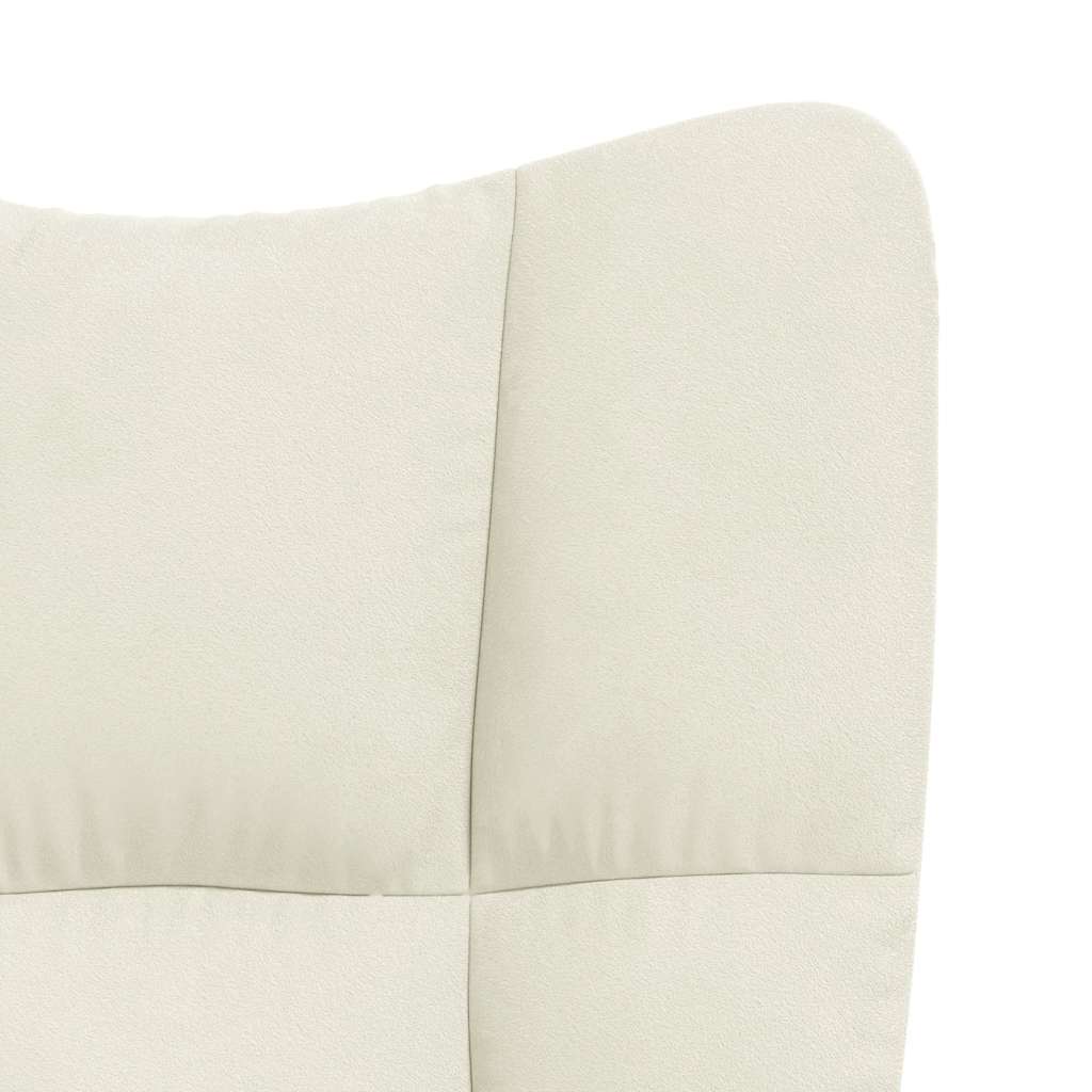 Relaxing Chair with a Stool Cream White Velvet