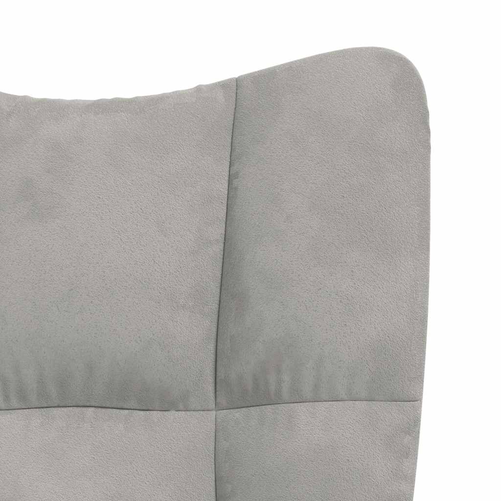 Relaxing Chair with a Stool Light Grey Velvet