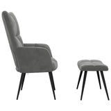 Relaxing Chair with a Stool Dark Grey Velvet - Top-Down View
