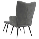 Relaxing Chair with a Stool Dark Grey Velvet