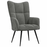 Relaxing Chair with a Stool Dark Grey Velvet - Rear View