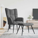 Relaxing Chair with a Stool Dark Grey Velvet
