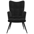 Relaxing Chair with a Stool Black Velvet