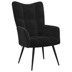 Relaxing Chair with a Stool Black Velvet