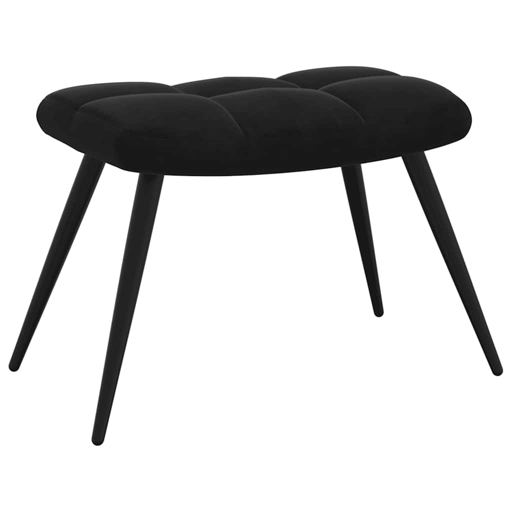 Relaxing Chair with a Stool Black Velvet