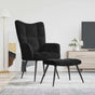 Relaxing Chair with a Stool Black Velvet