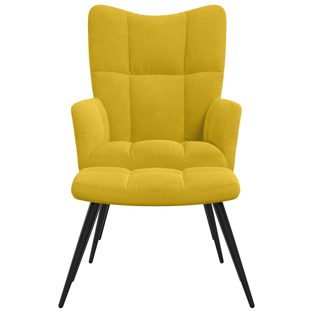 Relaxing Chair with a Stool Mustard Yellow Velvet
