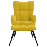 Relaxing Chair with a Stool Mustard Yellow Velvet
