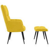 Relaxing Chair with a Stool Mustard Yellow Velvet - Top-Down View