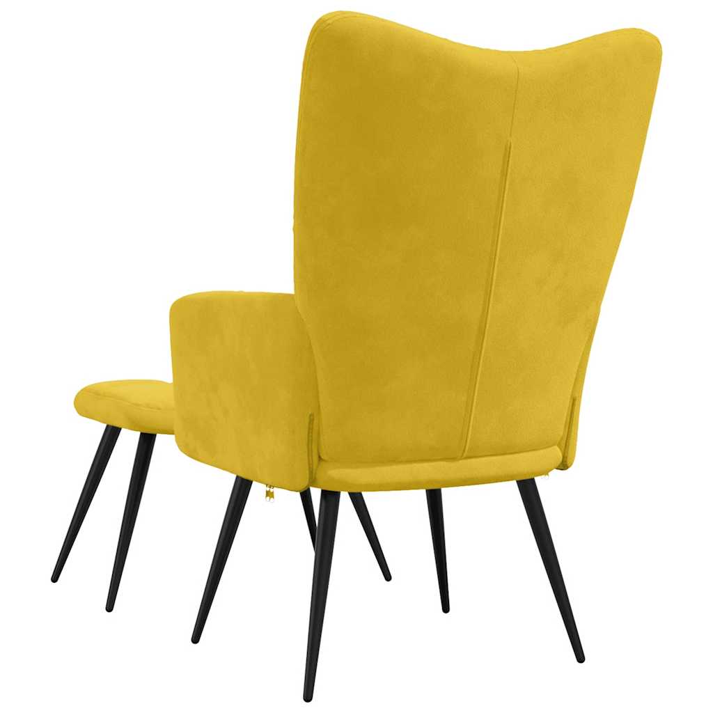 Relaxing Chair with a Stool Mustard Yellow Velvet