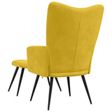 Relaxing Chair with a Stool Mustard Yellow Velvet