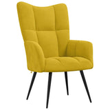 Relaxing Chair with a Stool Mustard Yellow Velvet