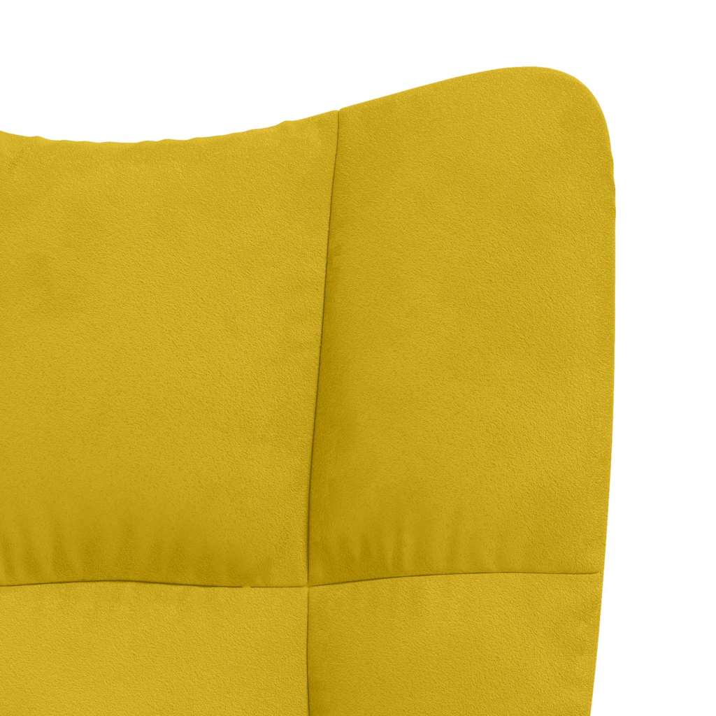 Relaxing Chair with a Stool Mustard Yellow Velvet