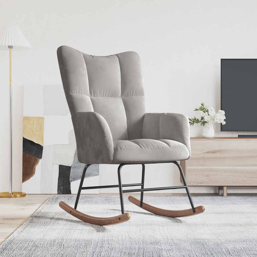 Rocking Chair Light Grey Velvet