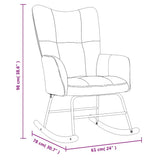 Rocking Chair Light Grey Velvet - Low Angle