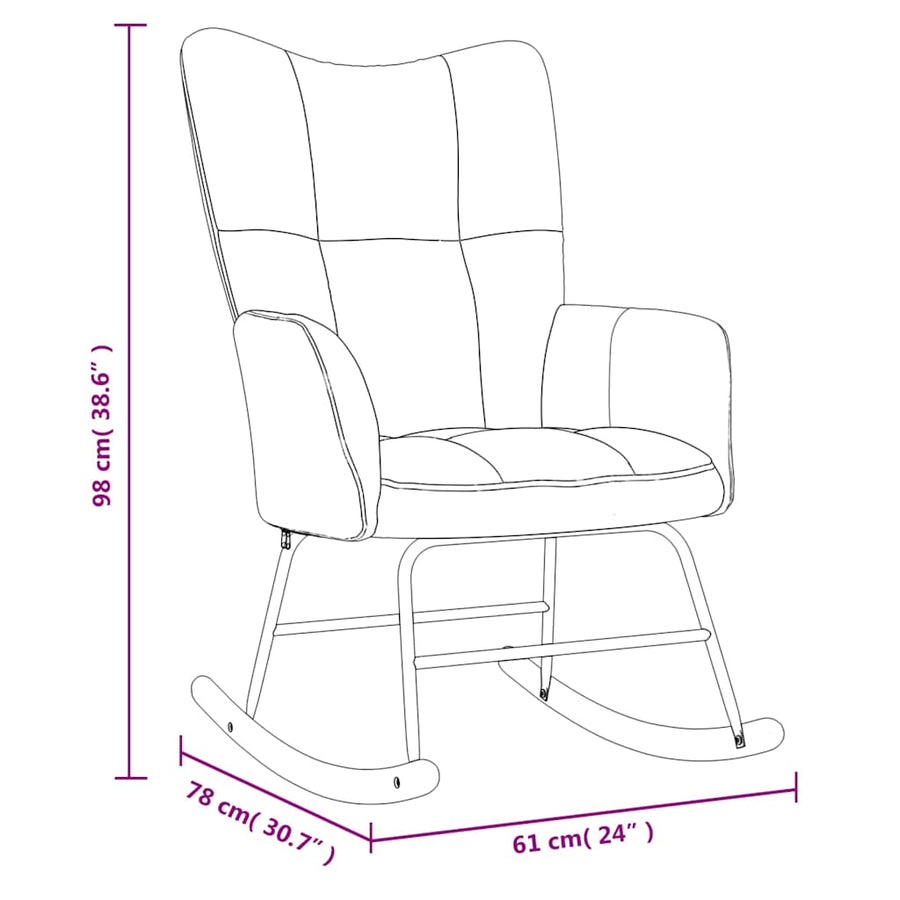 Rocking Chair Light Grey Velvet