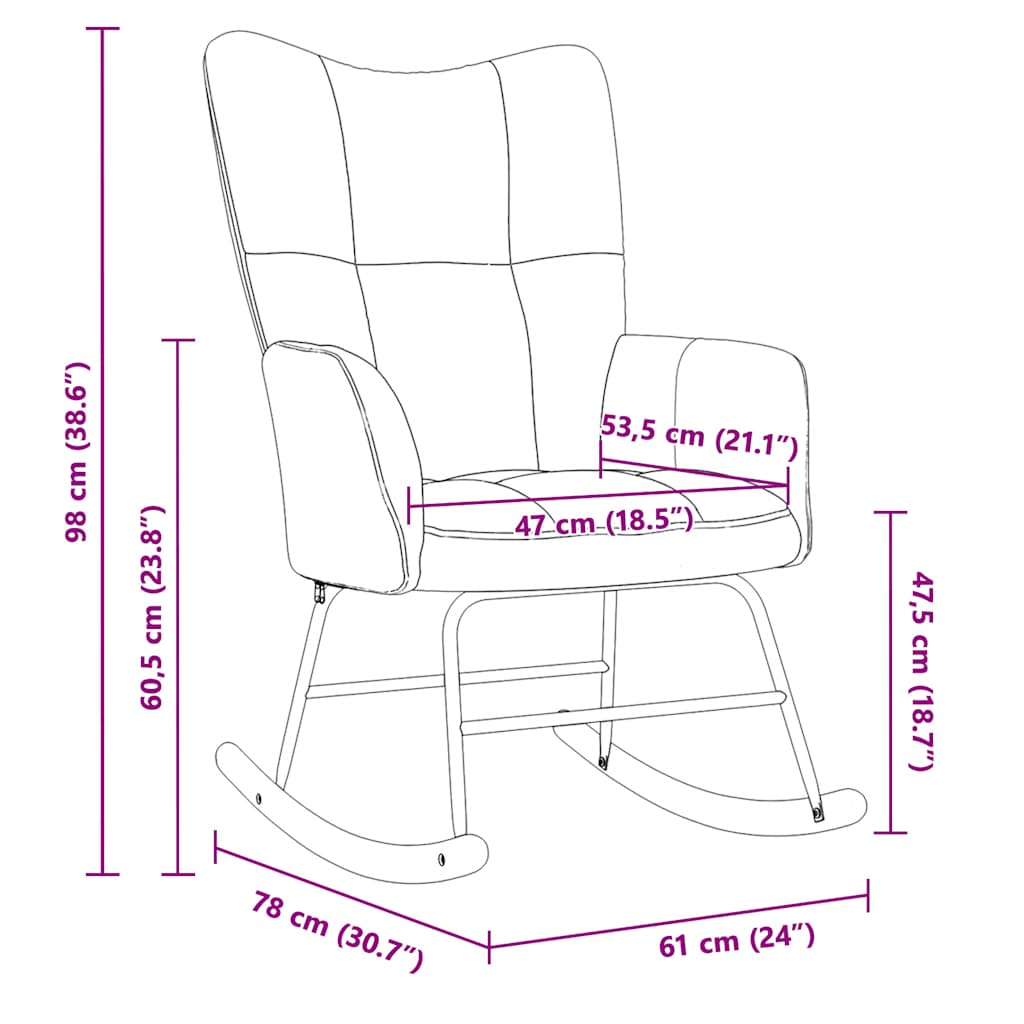 Rocking Chair Light Grey Velvet