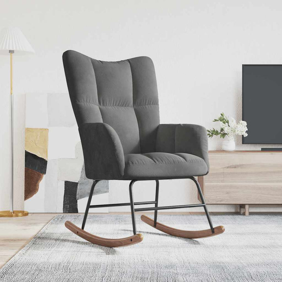 Rocking Chair Dark Grey Velvet