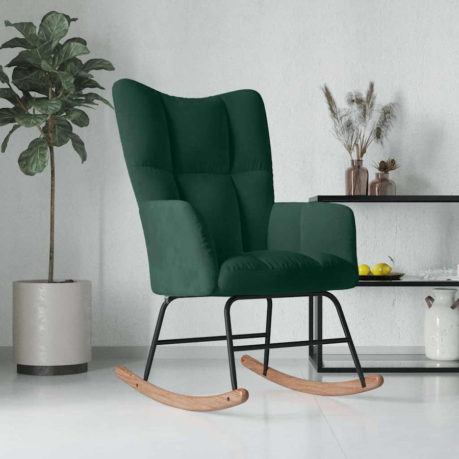 Rocking Chair Dark Green Velvet