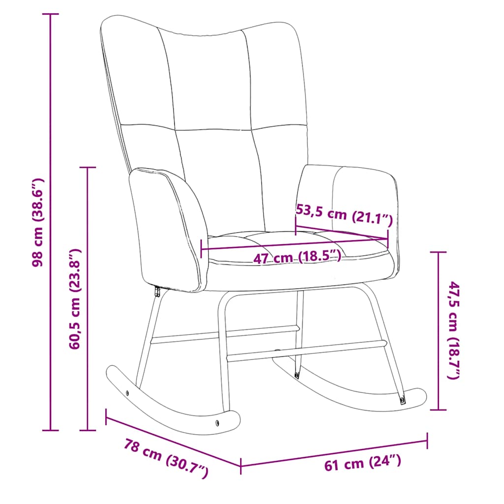 Rocking Chair Cream White Velvet